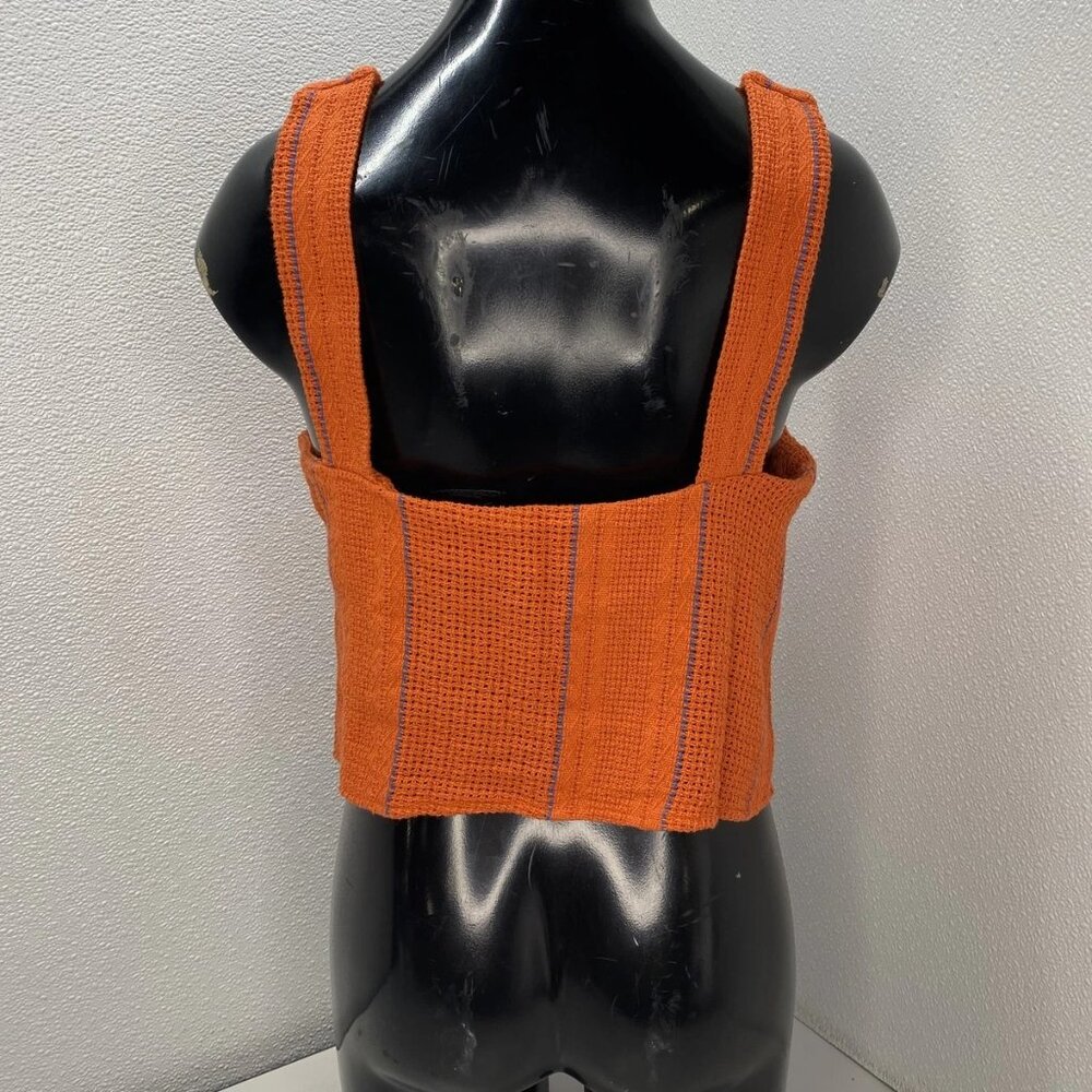 NEW ROAD TO NOWHERE Sofia Cotton Woven Stripe Tank Top • Size M • Tomato Orange - Picture 8 of 11